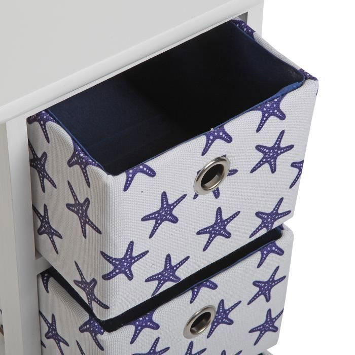 Badezimmer-Schrank VERSA Seestern mit 3 Schubladen in Blau aus Holz und Kunststoff, B/T/H: 58,0 x 29,0 x 1,0 cm - Bild 3