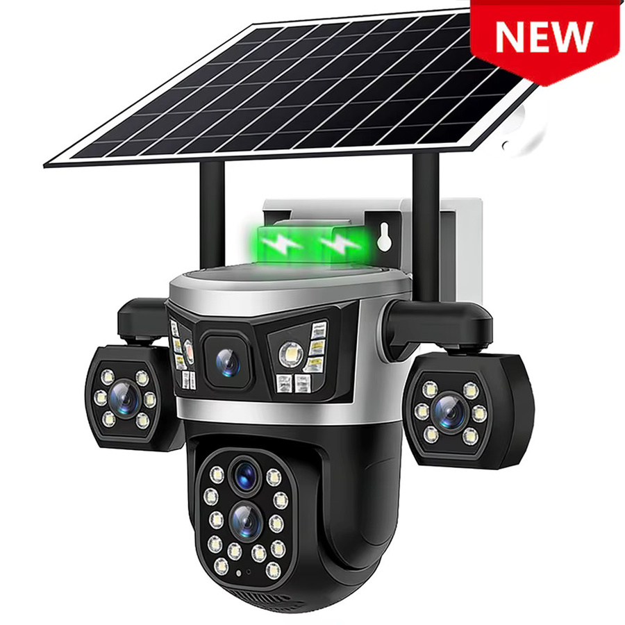 AOV Solarbetriebene 16MP 4G Kamera mit 4 Objektiven und CCTV-Monitor, Wasserdicht, Akku, 24-Stunden-Aufnahme, V380 - Bild 6