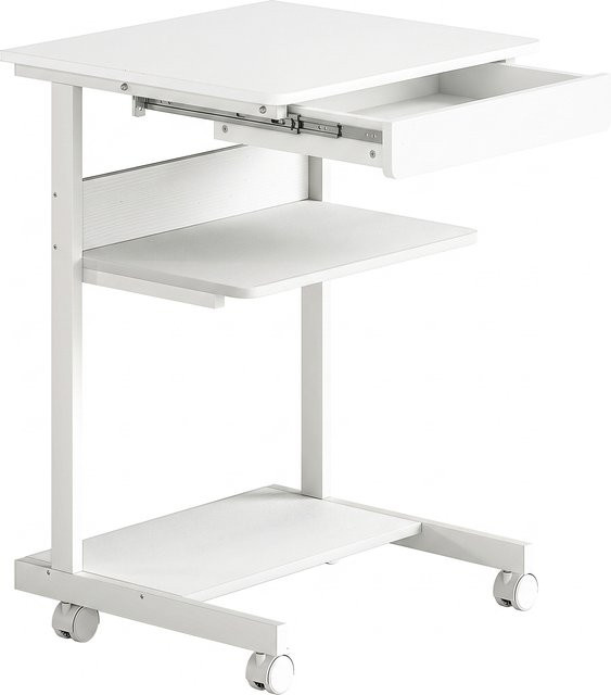 HOMCOM Schreibtisch mit Rollen und CPU-Ständer in Weiß für Home Office und Schlafzimmer - Bild 1