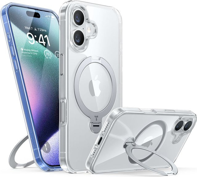 Torras MagSafe Hülle für Apple iPhone 16 Plus mit Ostand Spin in Transparent - Bild 1