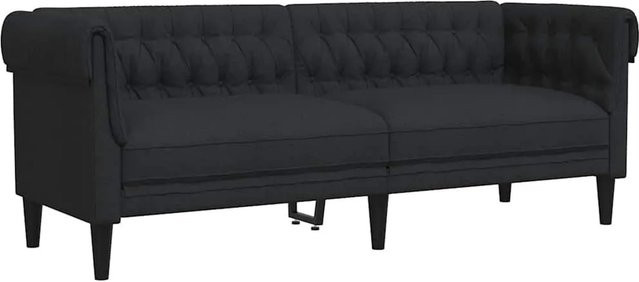 vidaXL Chesterfield-Sofa 3-Sitzer in Schwarz aus Stoff mit Massivholzrahmen B/T/H: 201,5 x 74,5 x 74,5 cm - Bild 1