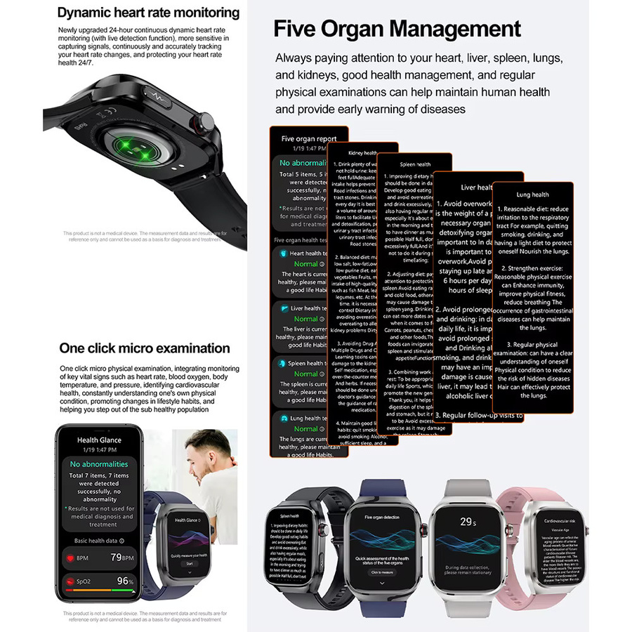 Smartwatch für Männer von yaocx in Schwarz mit EKG, PPG, Blutdruck- und Herzfrequenzmessung sowie Bluetooth-Anruffunktion - Bild 4