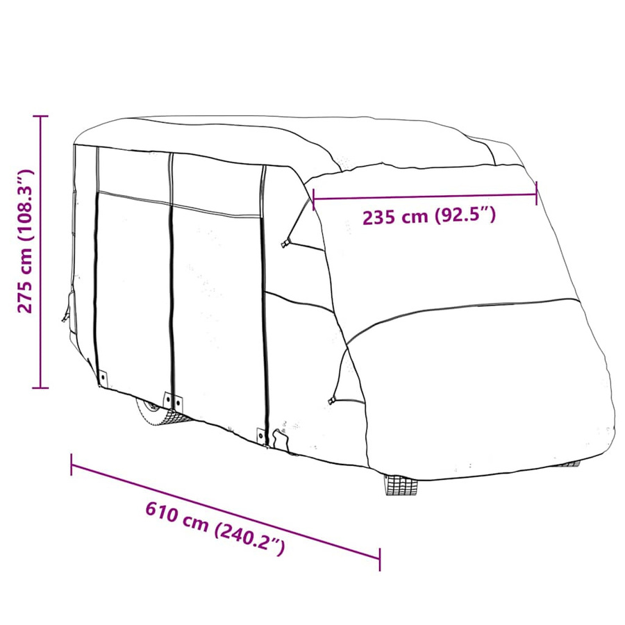 vidaXL Schutzhülle für Wohnmobil aus Vliesstoff, Grau, B/T/H: 610 x 235 x 275 cm - Bild 4