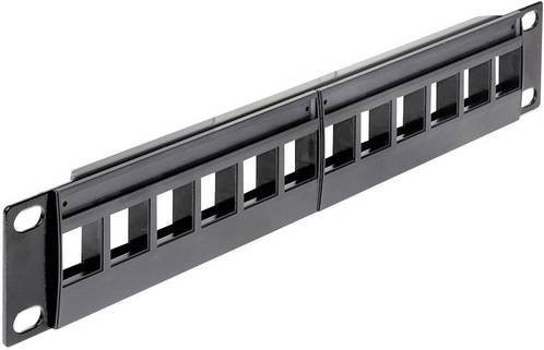 Delock 43259 Netzwerk-Patchpanel 12 Port, unbestückt, Schwarz, 1 HE, Breite: 254 mm - Bild 1