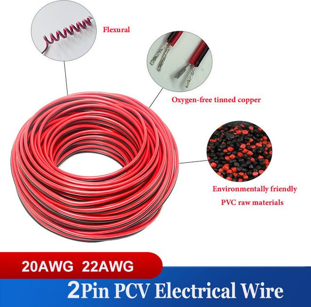 Bytebattle UL2468 Elektrisches Kabel aus verzinntem Kupfer 22/20AWG in Rot und Schwarz für Auto, Lautsprecher, Fan und LED-Streifen - Bild 1