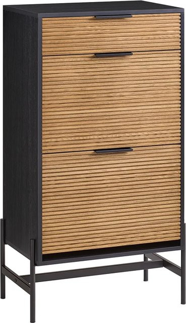 SoBuy Schuhschrank HFSR03-SCH mit 2 Klappen und 6 Ablageflächen in Schwarz, H: 115 cm, B: 64 cm, T: 40 cm - Bild 1