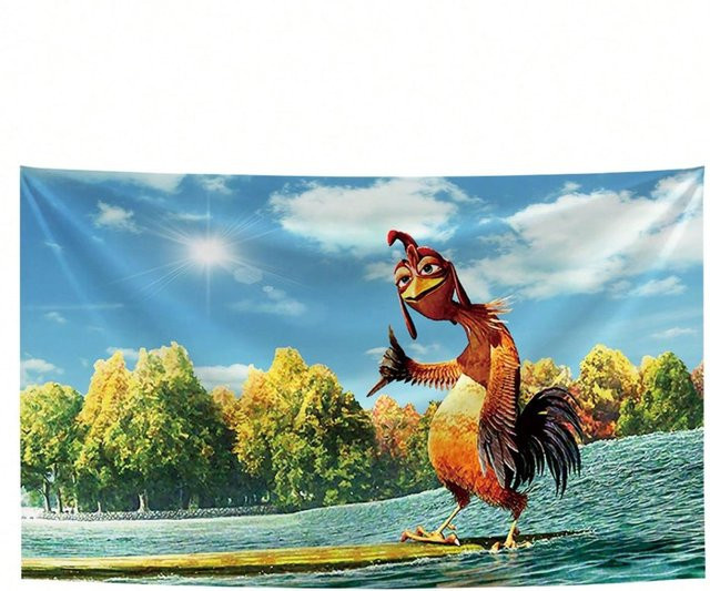 Dekorativer Wandteppich mit Cartoon Surfer Hahn Motiv von JMG Household Supplies, Mehrfarbig, B x H: 90 x 150 cm - Bild 1