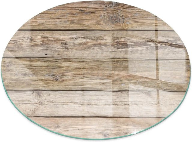 Tulup Runde Glasplatte für Kaminöfen als Funkenschutzplatte, Beige, Durchmesser: 60 cm - Bild 1