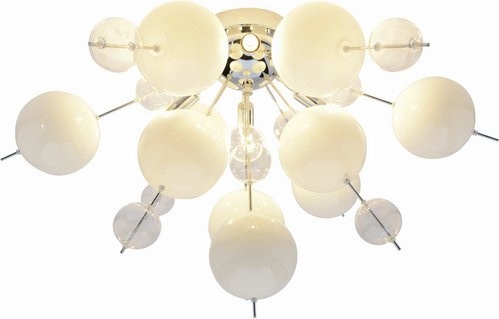 Näve Deckenleuchte aus Glas und Metall in Weiß und Silber, rund und modern - Bild 1