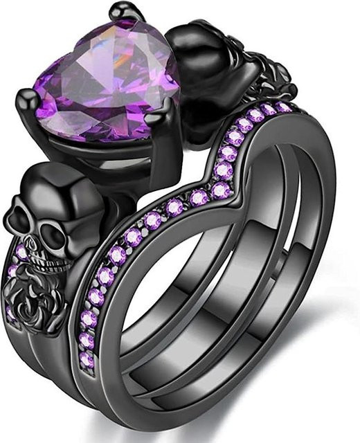 Lucky Star Jewelry Stapelring Gothic, Kupfer, Zirkonia, Damen, Violett - Bild 1