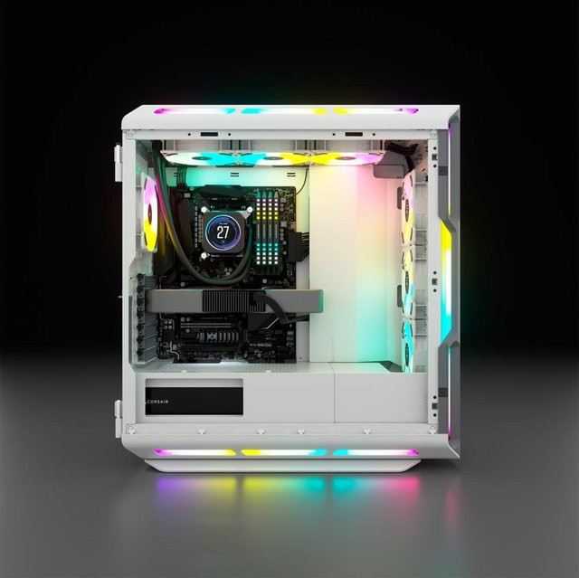 Corsair iCUE 5000T RGB Gaming PC Gehäuse in Weiß mit RGB-Beleuchtung, Midi Tower, unterstützt ATX, EATX und micro ATX, inklusive USB-A und USB-C Anschlüssen - Bild 1
