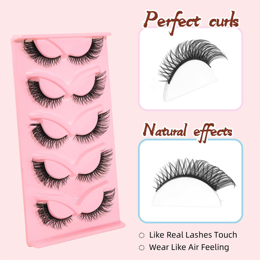 Batownly Falsche Wimpern, 5 Paar, natürlich, Unisex - Bild 2