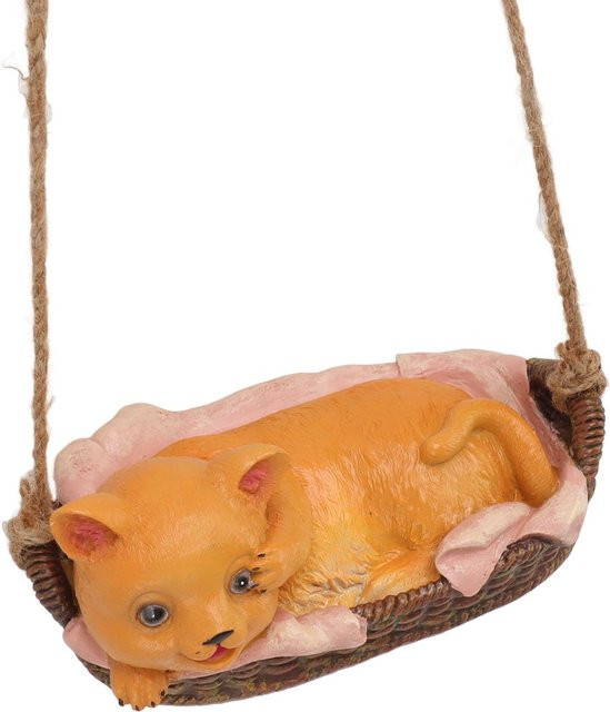 Katzenfigur aus Harz als Hängeornament für den Garten in Gelb und Orange von OutsideWorld - Bild 1