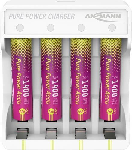 Ansmann PurePower Set mit Ladegerät und 4x 1500mAh AAA Akkus in Weiß und Multicolour - Bild 1