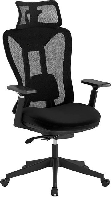 Costway Ergonomischer Executive Bürostuhl in Schwarz mit Kopfstütze und Armlehnen für Home Office und Erwachsene - Bild 1