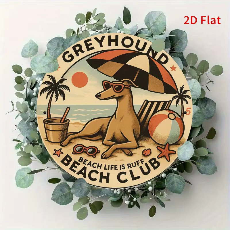 Potdemiel Metallschild Windhund Beach Club Rund, Mehrfarbig, Durchmesser: 20 cm - Bild 4
