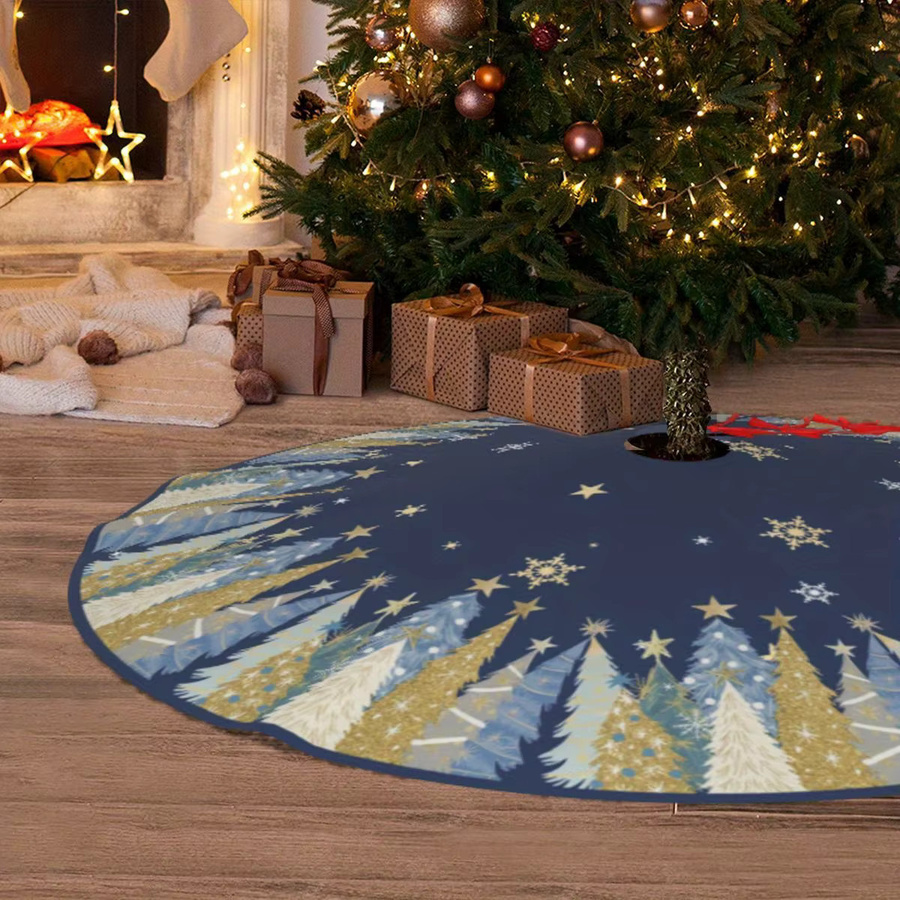 Blaues VIKAMA Weihnachtsbaumkleid mit Sternen für Weihnachts- und Neujahrsdekorationen im Landhausstil - Bild 3