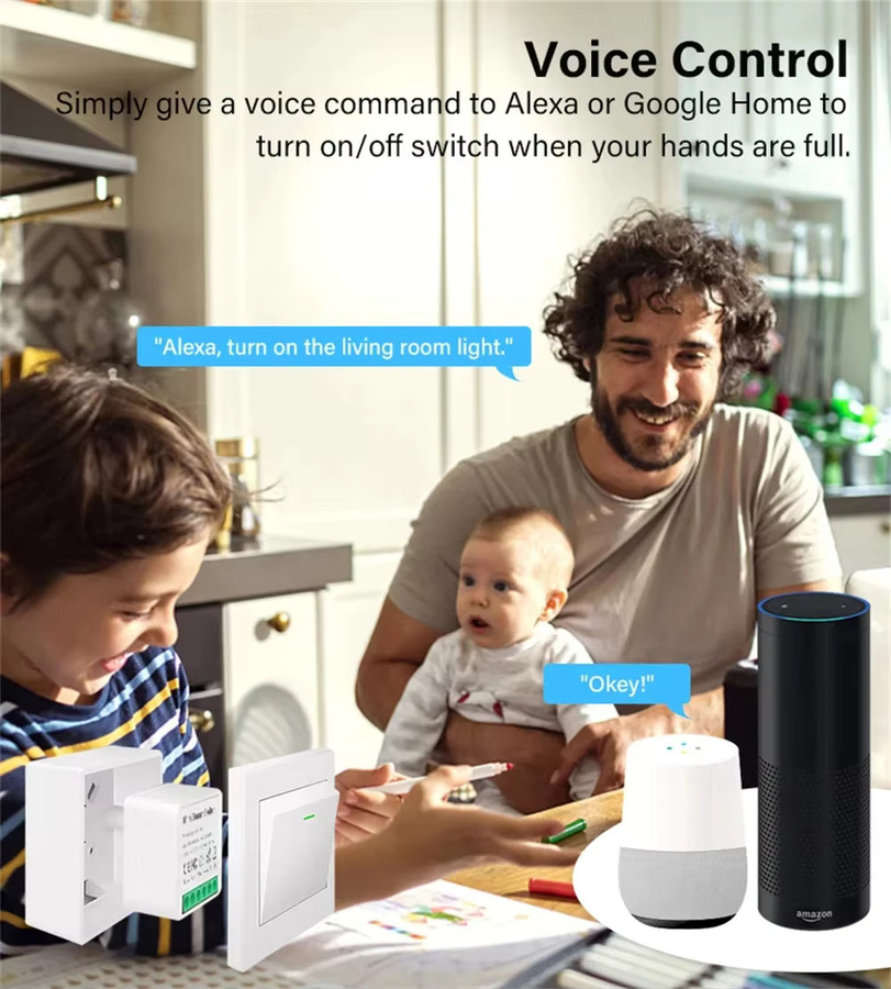 Tuya Smart Switch WLAN ZigBee Automatisierungs-Schalter Relais-DIY-Modul 20A 2-Wege mit Sprachsteuerung für Home Assistant, Weiß - Bild 4