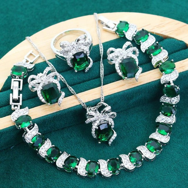 YIRAN Jewelry 5 Schmuckset, Kupfer, Zirkonia, Silber, Unisex - Bild 1