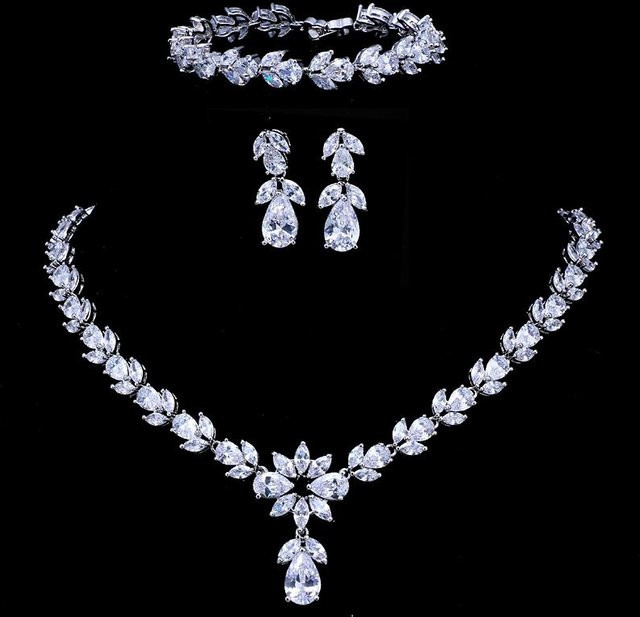 YIRAN Jewelry Schmuck-Set, Zirkonia, Kupfer, gray, Damen - Bild 1