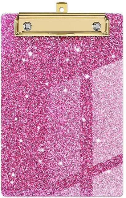 Glitzer Klemmbrett A4 in Pink als Aktenordner und Schreibblock für Büro und Schule - Bild 1