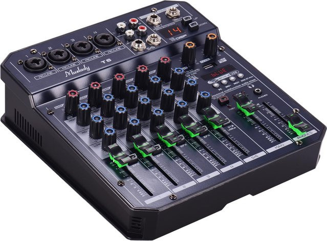 TOMTOP JMS 6-Kanal Bluetooth Soundkarten-Mischpult mit 16 DSP und 48V Phantomspeisung in Schwarz - Bild 1