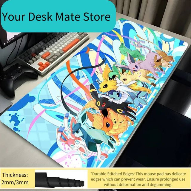 Potdemiel Gaming-Mauspad mit All Eevee Evolutions Anime Design, wasserdicht und rutschfest, Multicolour - Bild 1