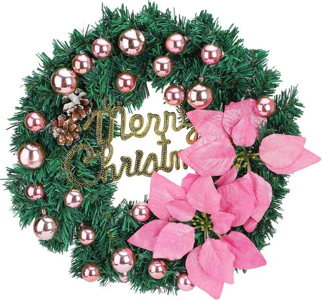 Tooarts LED Weihnachts-Kranz aus PVC in Pink für Außen und Innen, Durchmesser: 40 cm - Bild 1