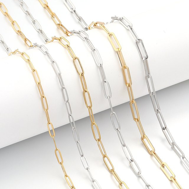 louleur Gliederkette Edelstahl, goldene Stahlfarbe, 1 Meter, Unisex - Bild 1