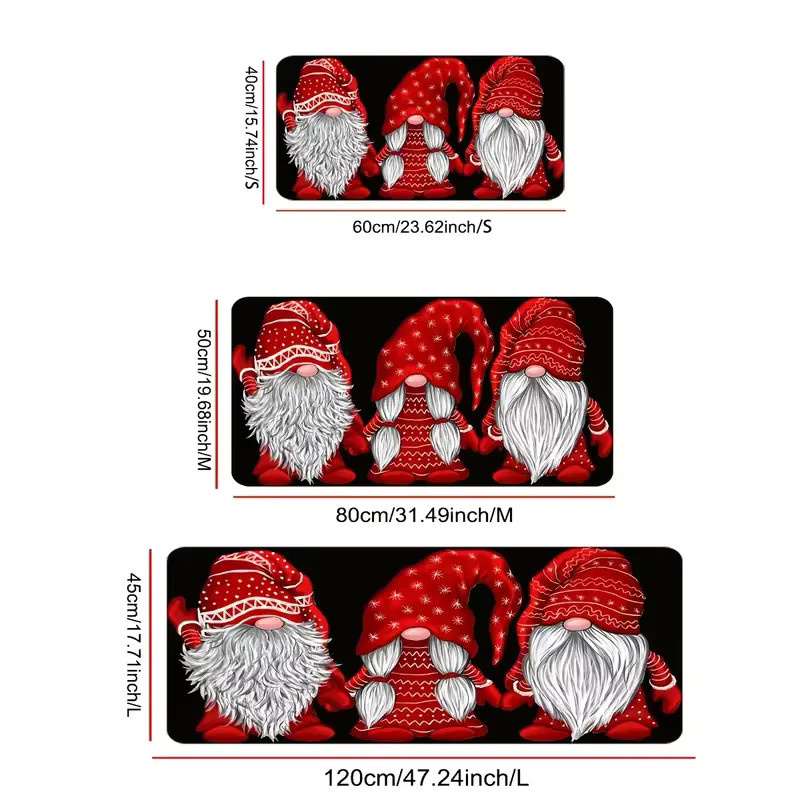 VIKAMA Weihnachten Drei Zwerg Teppich, rutschfest und wasserabsorbierend, mehrfarbig, B/T: 60 x 40 cm - Bild 4