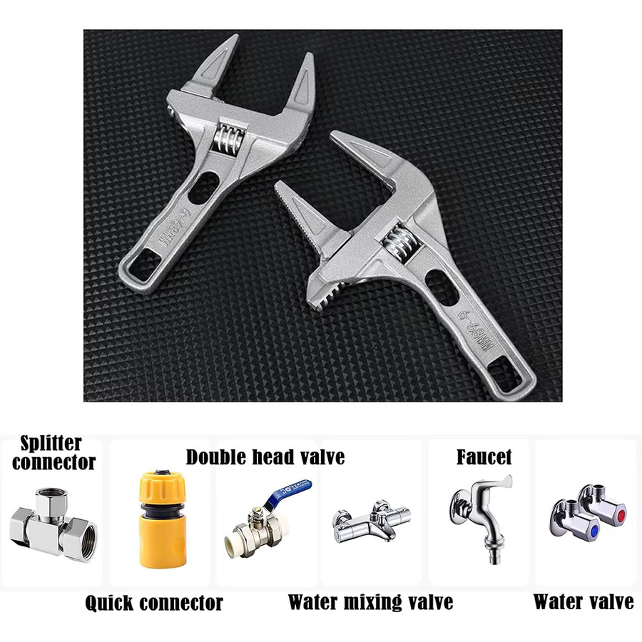 Verstellbarer Backschlüssel von WOZOBUY aus Aluminiumlegierung in Silber für Sanitärinstallationen und Reparaturen, Spannbereich 6–68 mm - Bild 3
