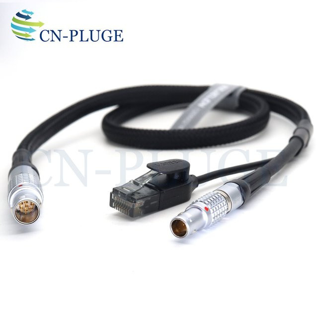 ARRI ALEXA Kamerasteuerung Kabel: 10-poliger ARRI ALEXA Stecker auf RJ45-Ethernet Stecker inklusive 2-poligem 24 V Y-Kabel, Schwarz - Bild 1