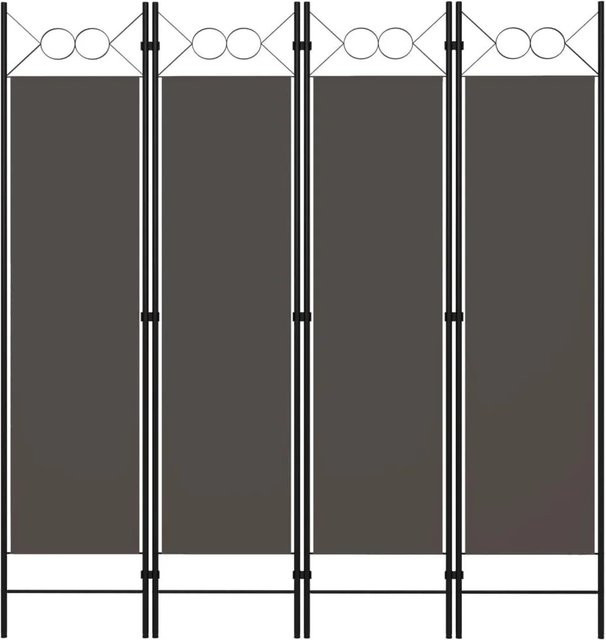 vidaXL 4-teiliger Raumteiler Anthrazit aus pulverbeschichtetem Eisen und Polyester, B: 160 cm, H: 180 cm - Bild 1
