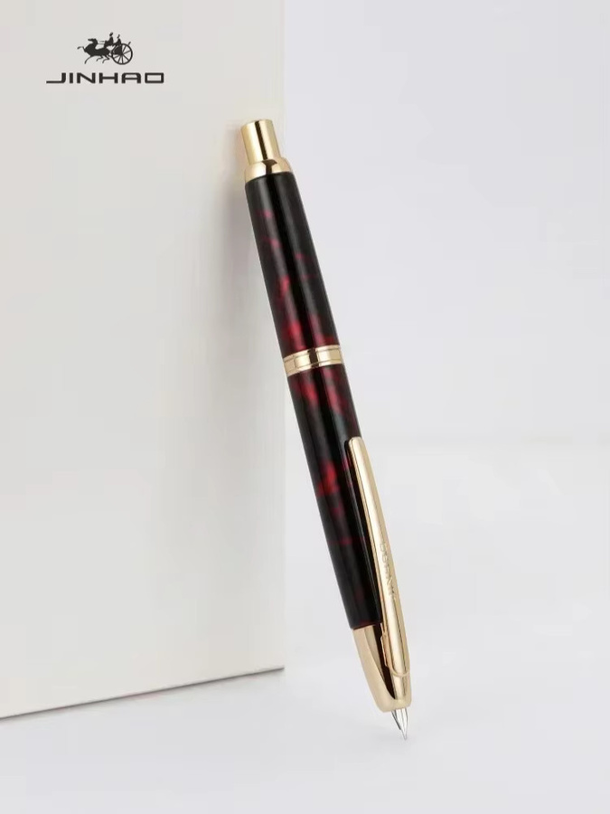 JINHAO 10er Set Füllfederhalter aus Resin in Mattschwarz mit EF/F-Feder - Bild 1