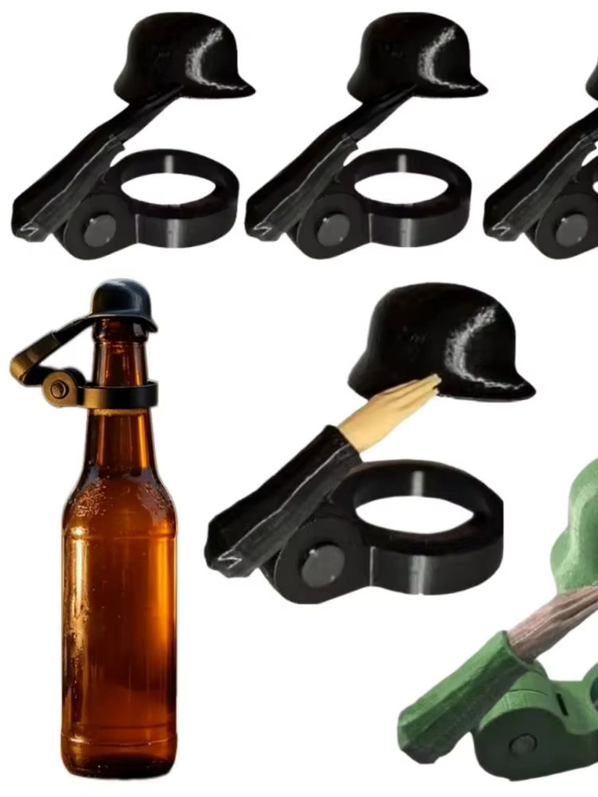 Wiederverwendbare Bierflaschenverschlüsse in Soldaten-Salut-Posen von Potdemiel, Farbe: Schwarz - Bild 6