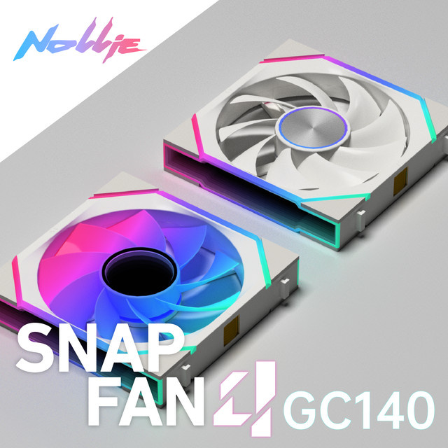 Nollie FAN GC140 ARGB 140mm Lüfter mit 34 LEDs, modular stapelbar und PWM-gesteuert, erhältlich in Schwarz oder Weiß - Bild 1
