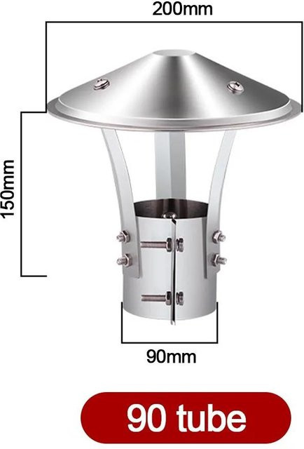 YULIN-002 Belüftete Regenhaube aus Edelstahl in Silber für Außenwände als Schutzabdeckung für Schornstein, Ofenrohr und Abzugshaube, Durchmesser: 75-160 mm - Bild 1