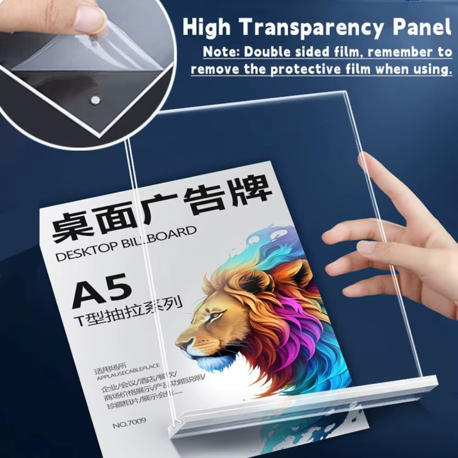 Doppelseitiger Acryl-Schreibtischständer in Transparent für A4, A5 und A6 als Präsentationsständer und Werberahmen - Bild 3