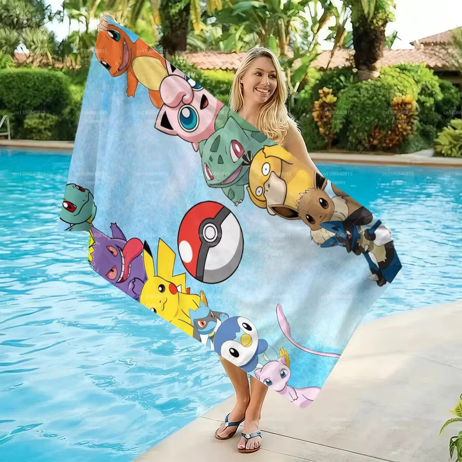 Potdemiel Pokemon All-Star Group Strandtuch aus Mikrofaser, mehrfarbig, schnelltrocknend und sandfrei - Bild 5