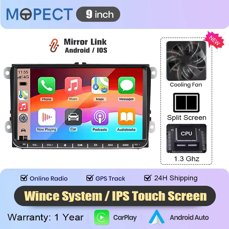 MOPECT Android Autoradio mit 7 Zoll IPS Touchscreen für VW Volkswagen Skoda Octavia Golf 5 6 Touran Passat B6 Polo Jetta in Schwarz mit CarPlay, GPS, WLAN, Bluetooth und RDS - Bild 6