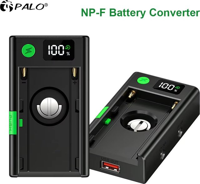 Sony NP-F Akku-Adapterplatte mit LCD-Display für DSLR- und spiegellose Kameras, Farbe: Schwarz, kompatibel mit Sony NP-F980, NP-F970, NP-750 und NP-F550 - Bild 1
