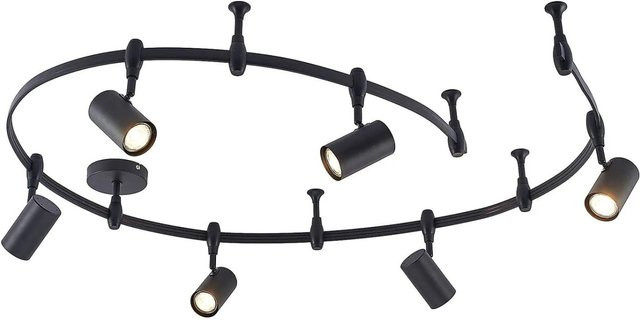 Lindby Stromschienenleuchte Delila Modern Schwarz aus Metall, 6-flammig, GU10 Wohnzimmerleuchte - Bild 1