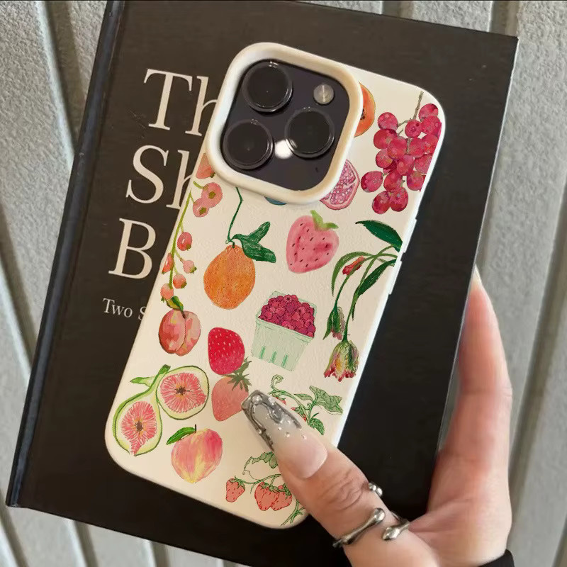 Handyhülle mit Litschi-Fruchtprint für Apple iPhone 17, 16, 15 Pro Max Plus Series in Multicolor und Beige - Bild 2