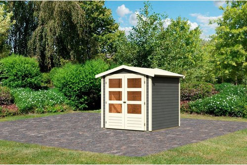 KARIBU Gartenhaus Amberg 2 aus Holz in Terragrau, B/H/T: 186 x 201 x 186 cm - Bild 1