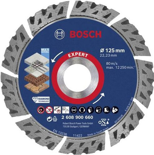 Bosch EXPERT MultiMaterial Diamanttrennscheibe für Beton und Stein, Durchmesser: 125 mm, Bohrungs-Ø: 22,23 mm - Bild 1