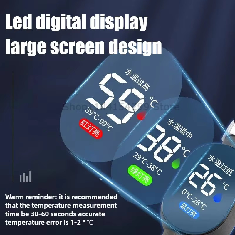 Wasserdichte LED Digital Duschtemperaturanzeige in Schwarz für Babybad und Badezimmer mit Temperaturanzeige von 0 bis 99 Grad Celsius - Bild 4