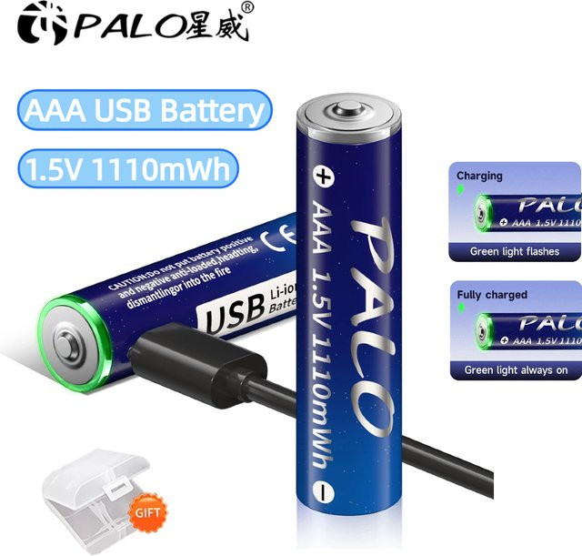 PALO AAA Li-Ion Akku 1,5 V mit USB-C Aufladung, Blau, 1110 mWh - Bild 1