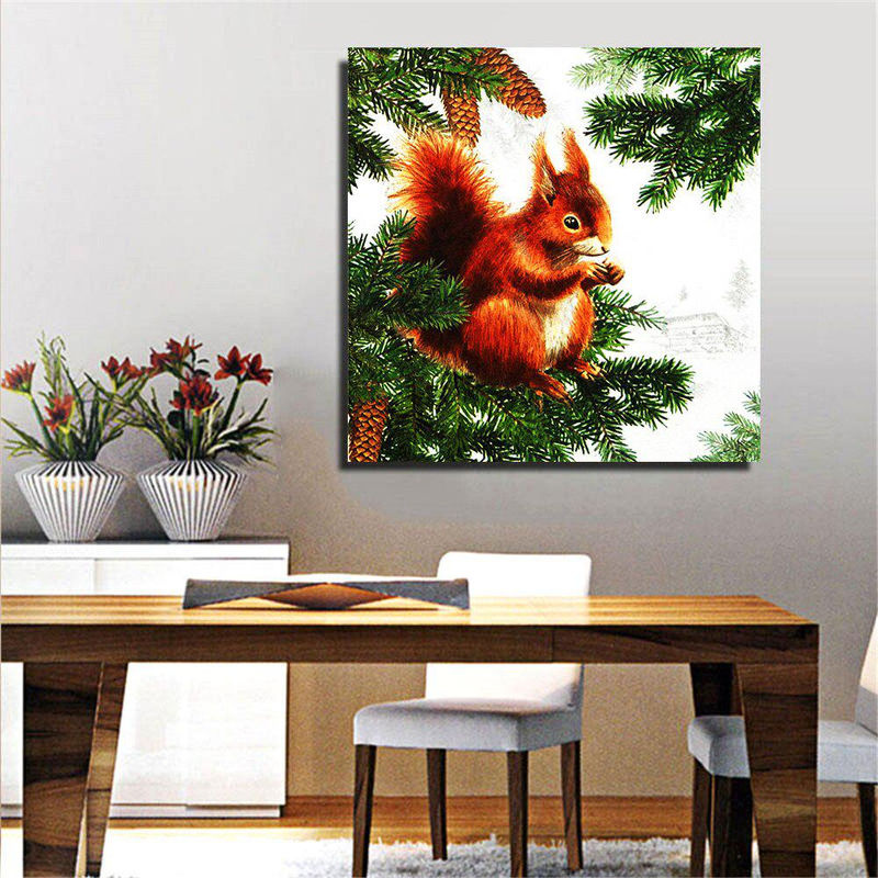FIYO Diamond Painting Set 5D Eichhörnchen Motiv als Kreuzstich-Mosaik für Wanddekoration, mehrfarbig, B/H: 30 x 30 cm - Bild 2