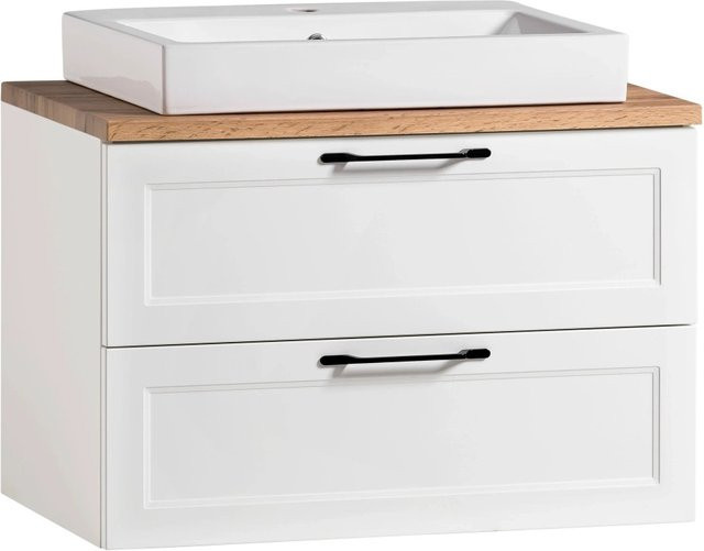 Held Möbel Waschtisch Padua mit Aufsatzbecken in Weiß matt, Breite: 80 cm, Höhe: 47 cm, Tiefe: 67 cm - Bild 1
