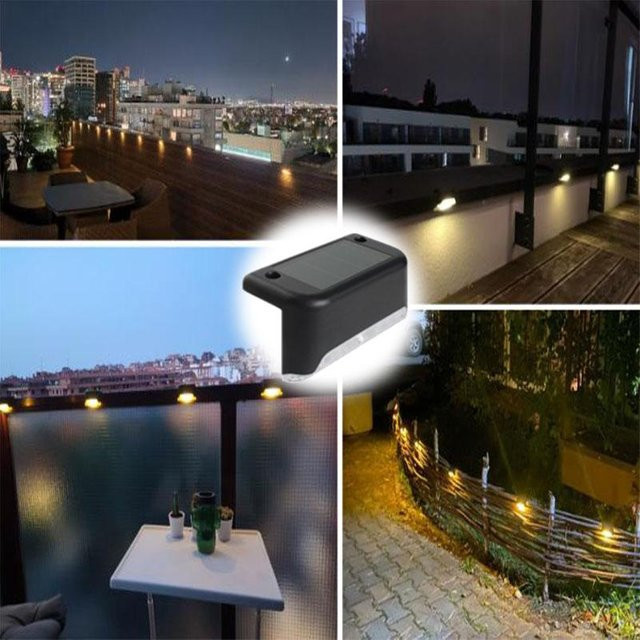 BMAD Solar-LED-Stufenlampe in Schwarz mit warmweißem Licht, wasserdichte Außenbeleuchtung für Garten, Terrasse und Treppen - Bild 1